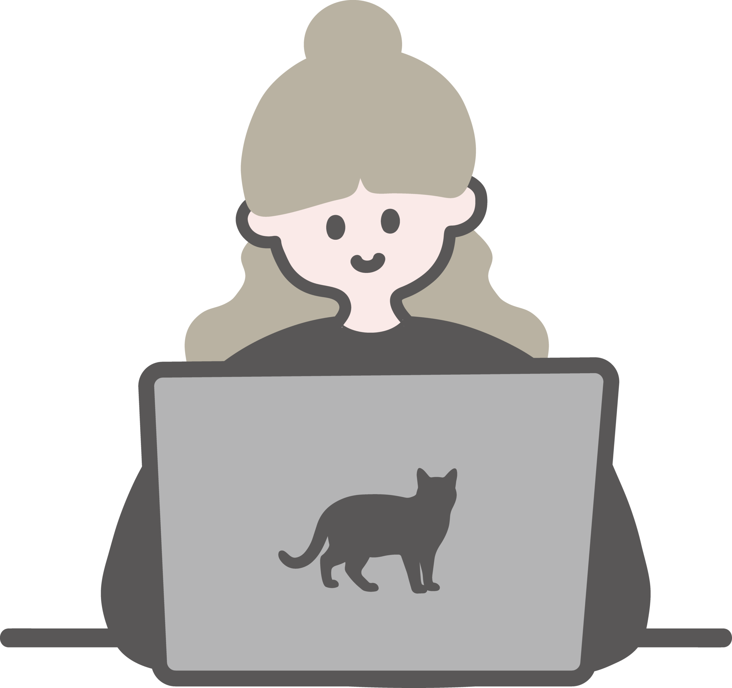 ノートPCと女性のイラスト