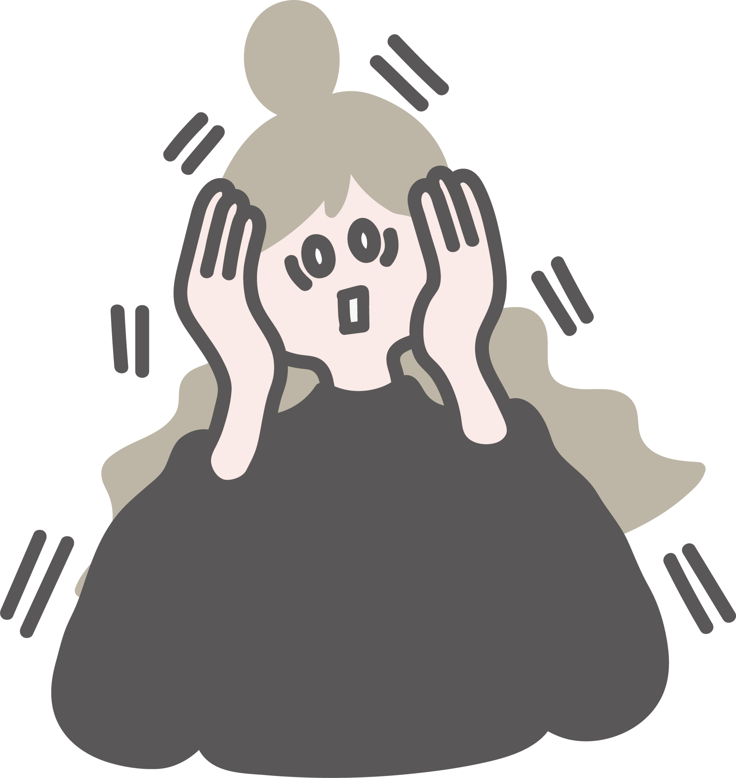 頭をかかえる女性のイラスト